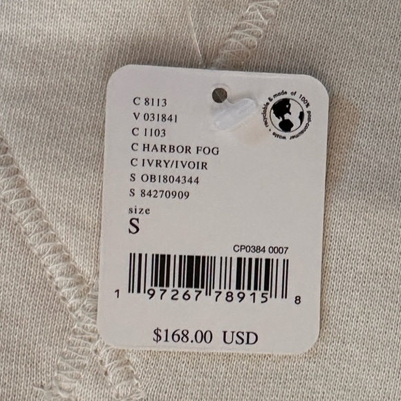 Free People NWT Distressed Hoodie Harbor Fog Ivory Size S - Picture 6 of 6